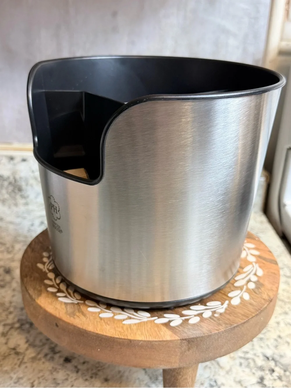 Princess House Stainless Steel Utensil Caddy with Black Interior